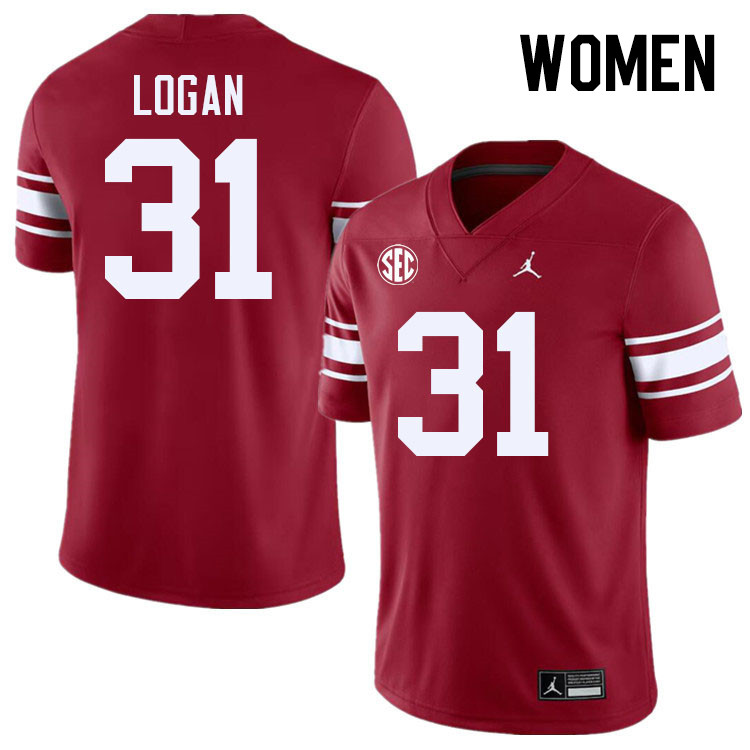 Women #31 Ashton Logan Oklahoma Sooners 2024 SEC Conference College Football Jerseys-Throwback